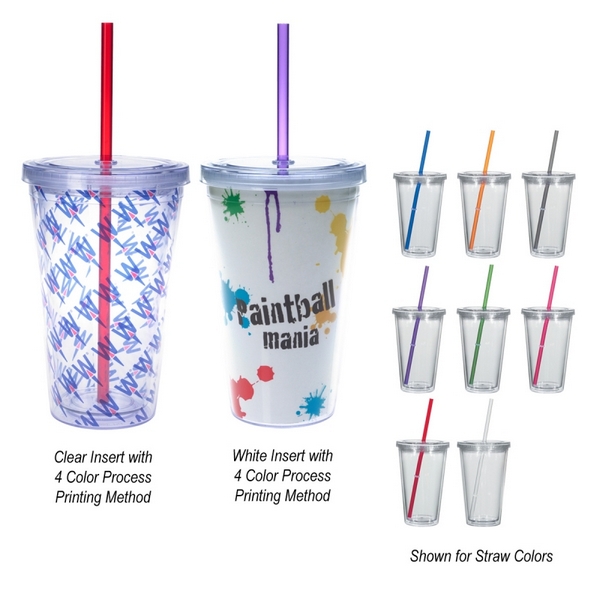 DH5969 16 Oz. Double Wall ACRYLIC Tumbler With Full Color Custom Inser
